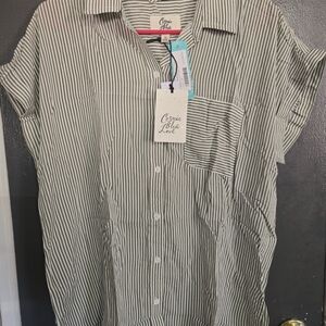 Cosmic Love Green Striped Women's Blouse